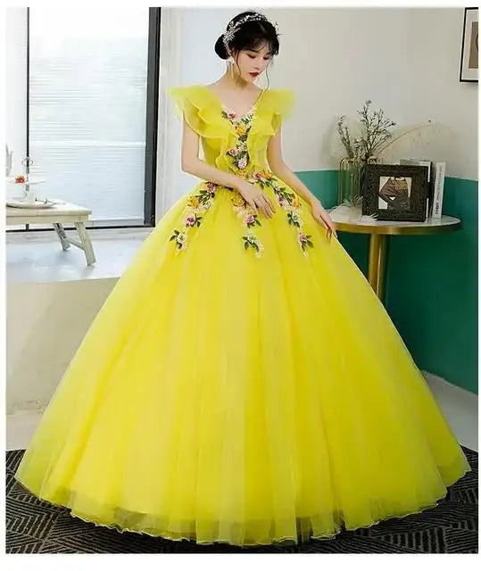 Sweet Flower Prom Ball Gown Quinceanera Dress