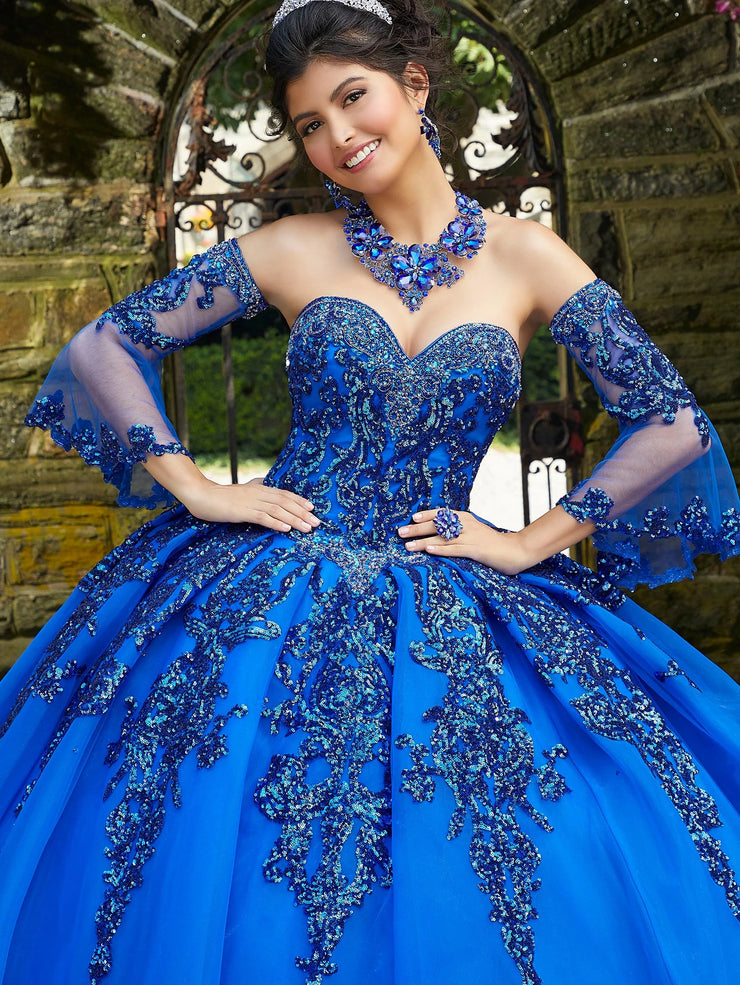 Detachable Sleeve Lace Beading Quinceanera Dress