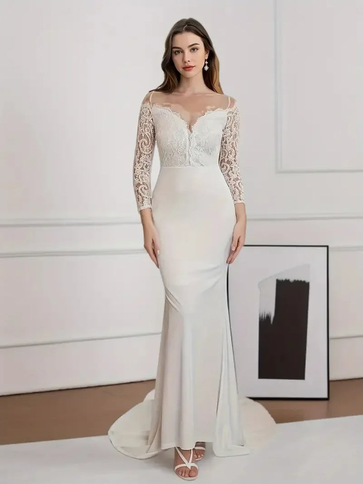 Elegant Long Sleeves Mermaid Wedding Dress