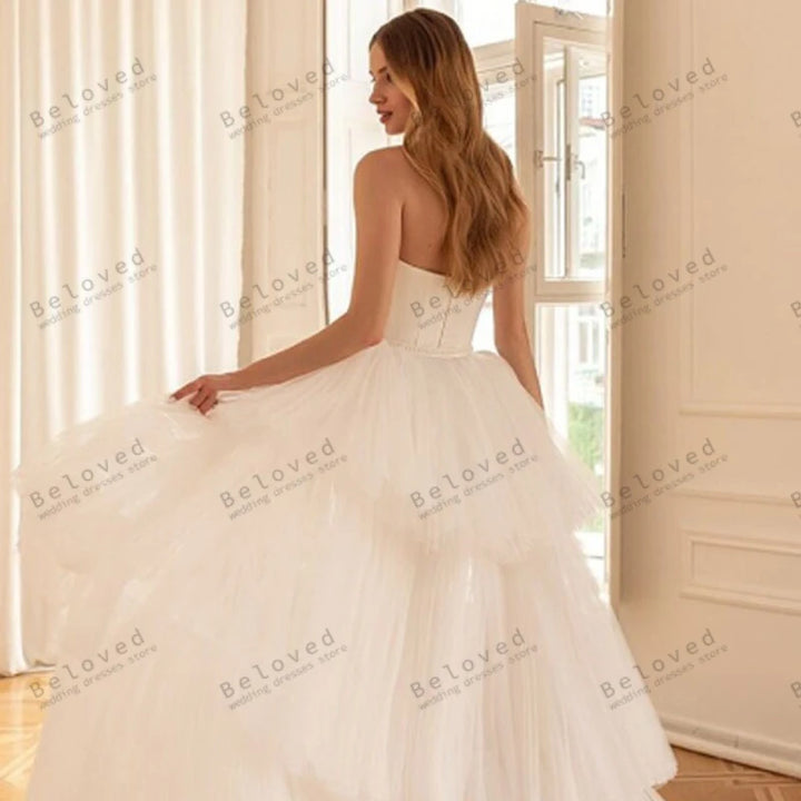 Glamorous Wedding Dresses Satin Bridal Gowns With Tulle Sweep Train Sexy Strapless Sheath Mermaid Elegant Vestidos De Novia 2024