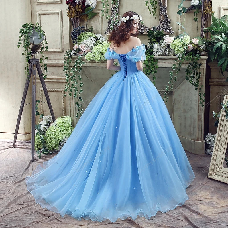 Off Shoulder Butterfly Deign Quinceanera Dress