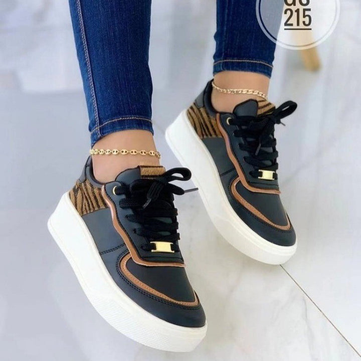 Autumn New European And American Color Matching Platform Lace-up Comfortable Sports Casual Women's Sneakers