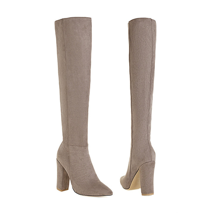 Mid-heel Round Toe Suede Knee-length Women's Boots