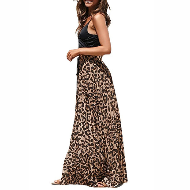 Bohemian Leopard Print A- Line High Waist Skirt