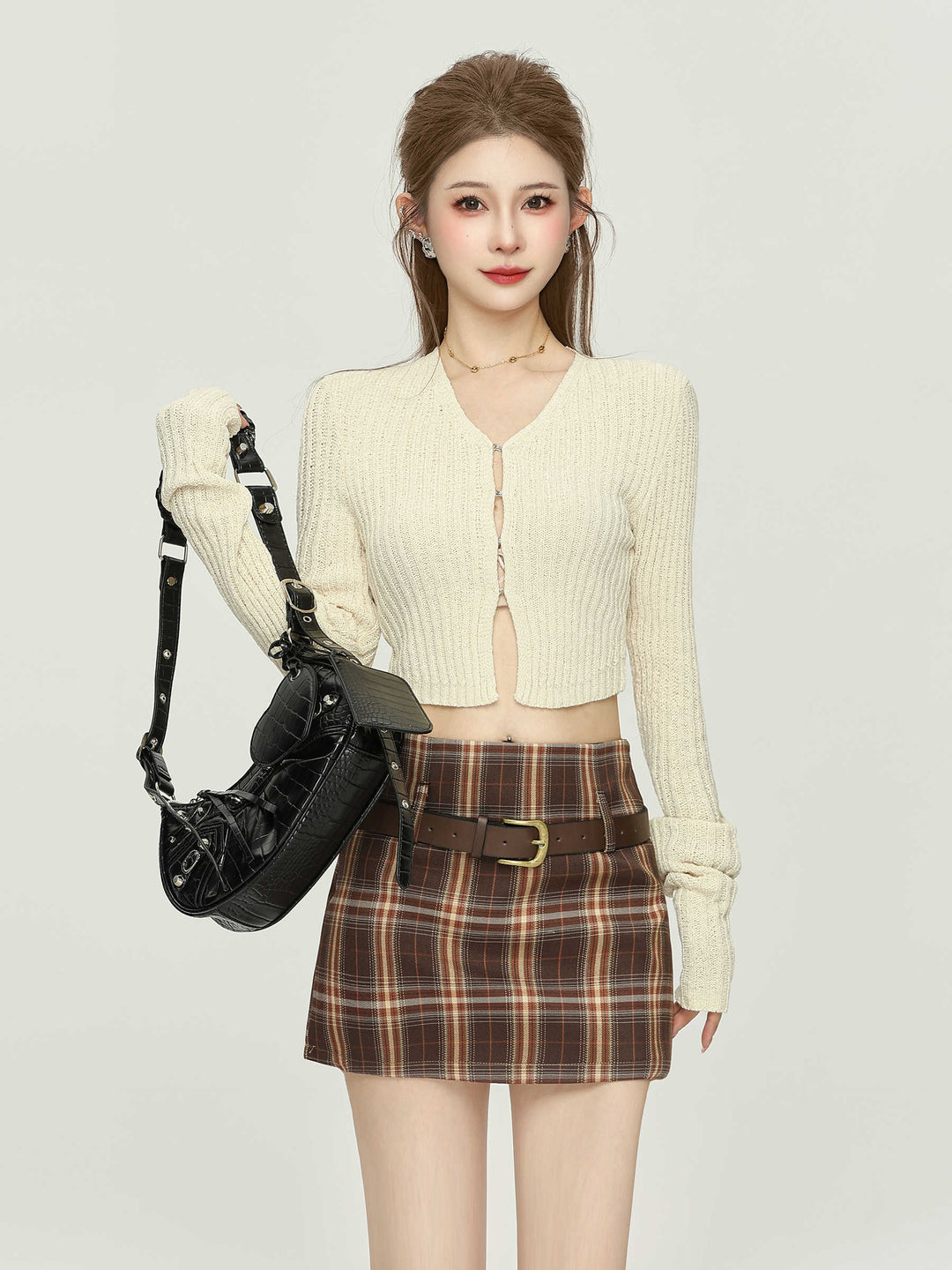 Retro Plaid High Waist Hip-wrapped Skirt