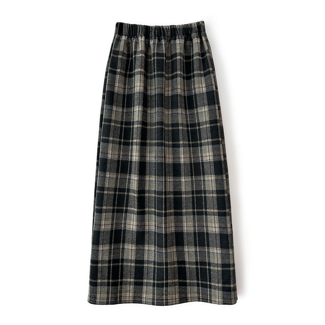 Retro Plaid Fleece-lined Skirt