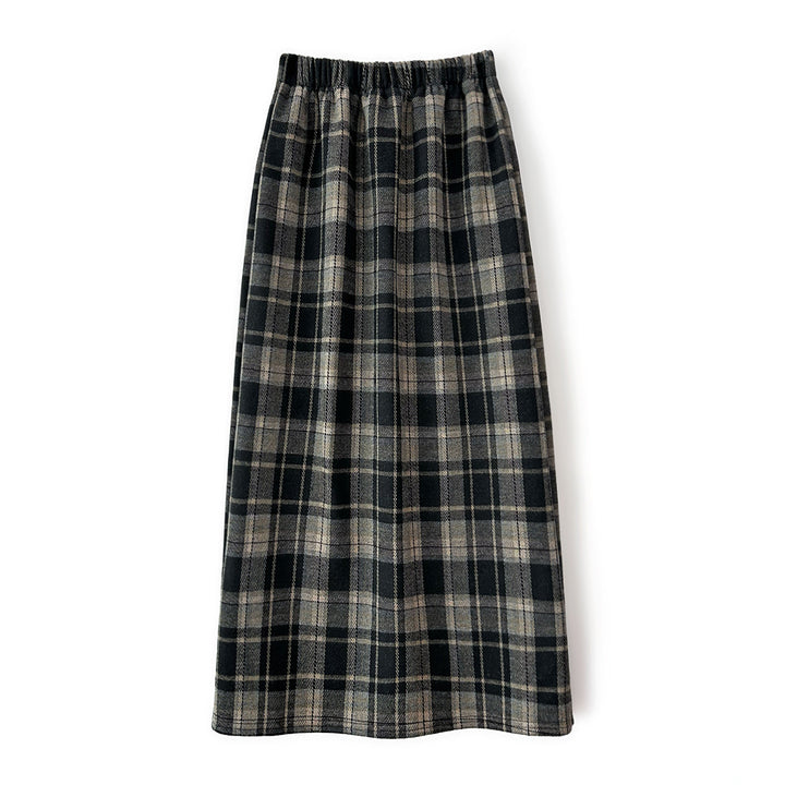 Retro Plaid Fleece-lined Skirt