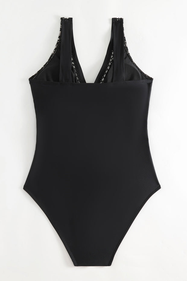 Lace V-Neck Sleeveless One-Piece Swimwear