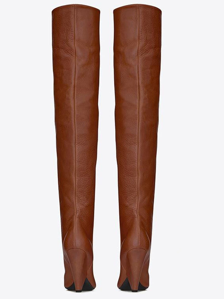 Pointed-toe Folds Profiled Heel Over The Knee Boots