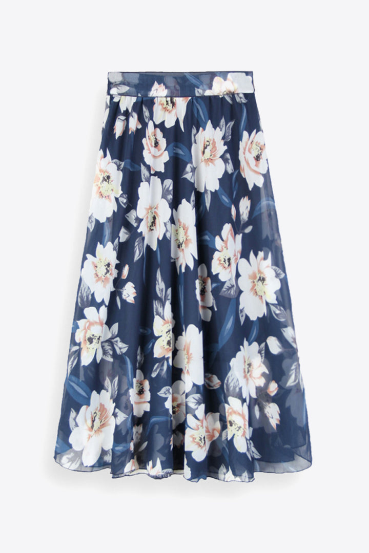 Full Size Floral Tie-Waist Skirt