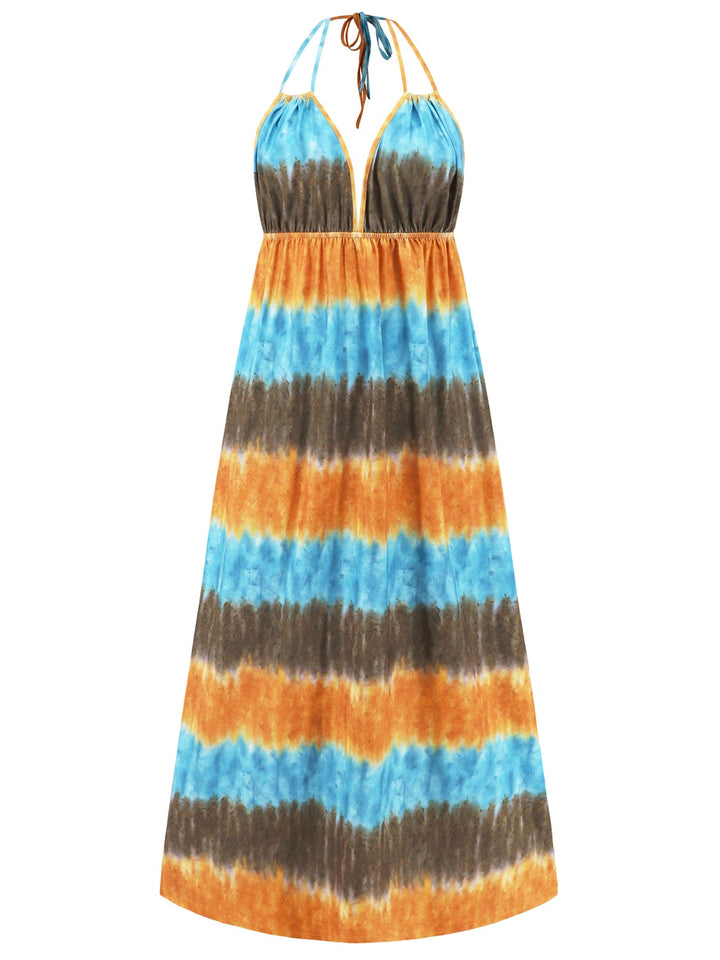 Tie-Dye Halter Neck Sleeveless Dress