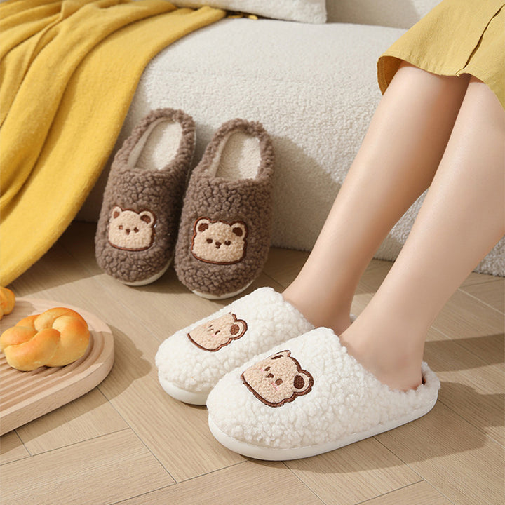 Cartoon Bear  Warm Non-slip Floor Bedroom Slippers