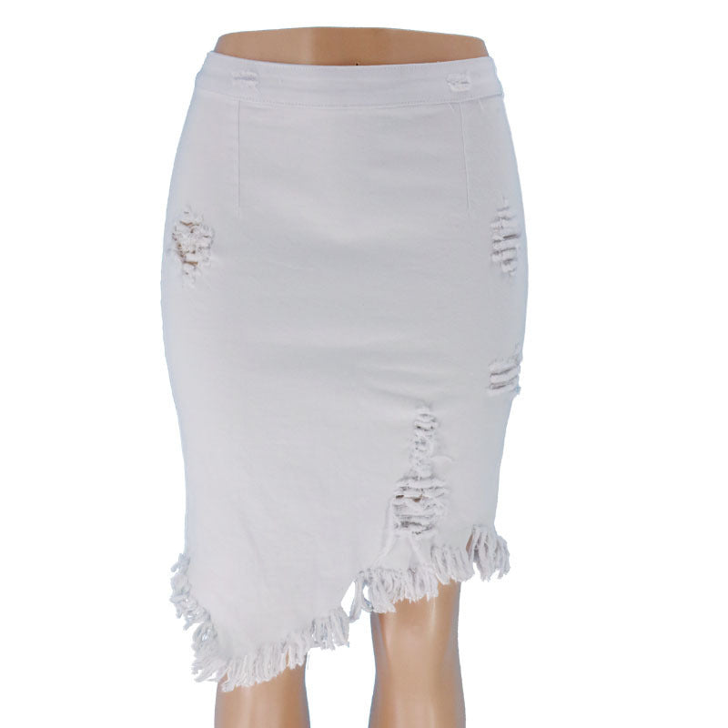 Ripped Bag Hip Demin Skirt