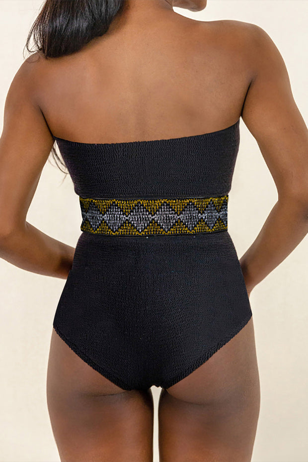 Geometric Tube Sleeveless One-Piece Swimwear