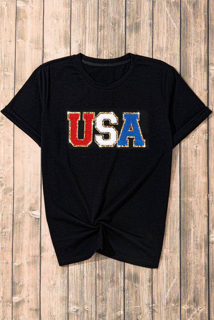 USA Round Neck Short Sleeve T-Shirt