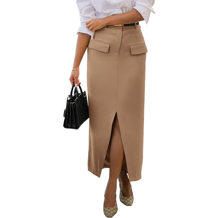 Casual Pocket Slit Hip Skirt