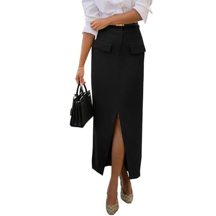 Casual Pocket Slit Hip Skirt