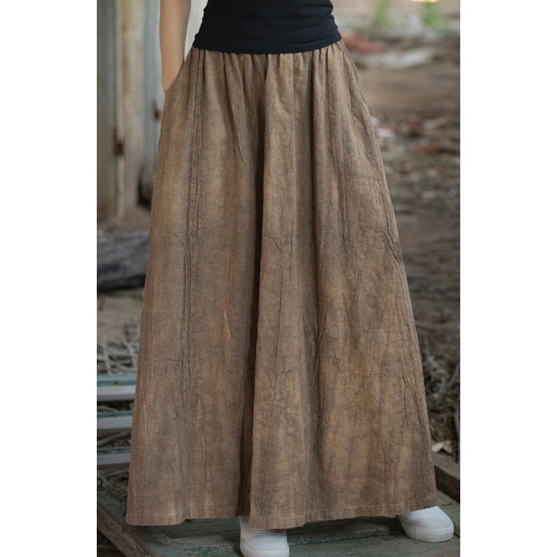 Tie-dyed Distressed Elastic Waist A- Line Skirt