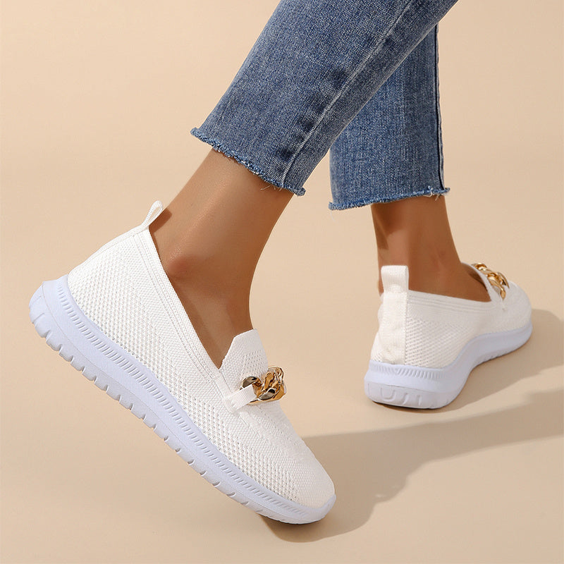 Chain Flats Women Mesh Walking Shoes