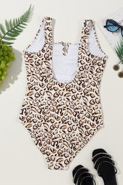 Full Size Leopard Wide Strap One-Piece Swimwear