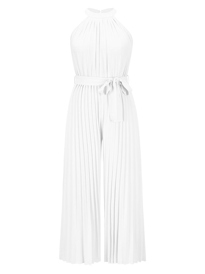 Cutout Tied Pleated Sleeveless Jumpsuit