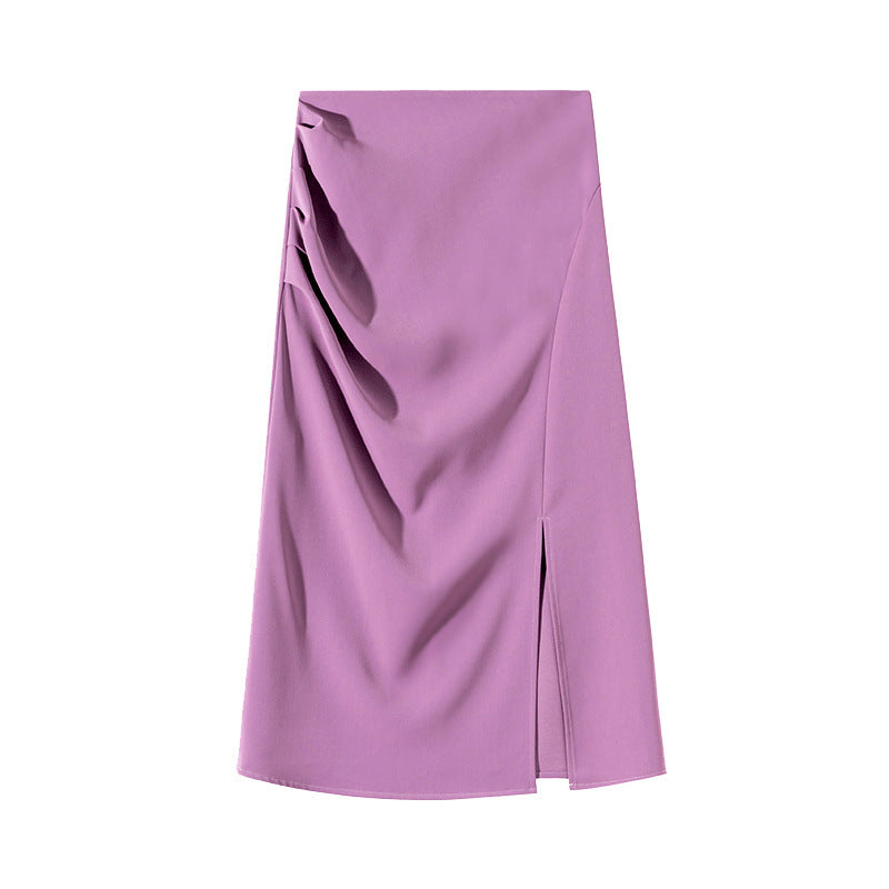 One-Step Skirt Hip Skirt Slimming Mid-length Skirt High Slit