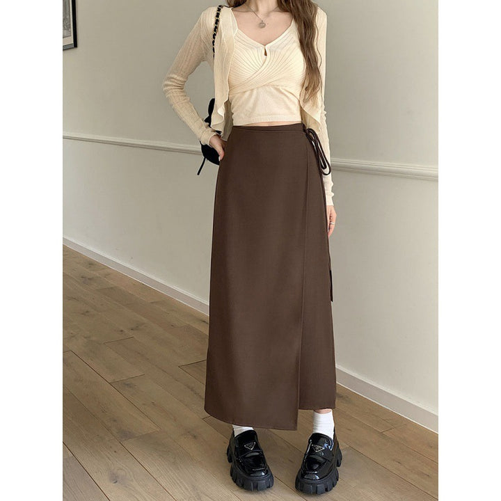 Lace-up Sheath Mid-length Skirt