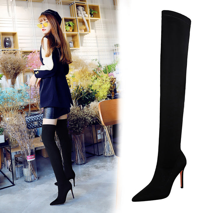 Skinny Heel Pointed-toe Skinny Over-the-knee Boots