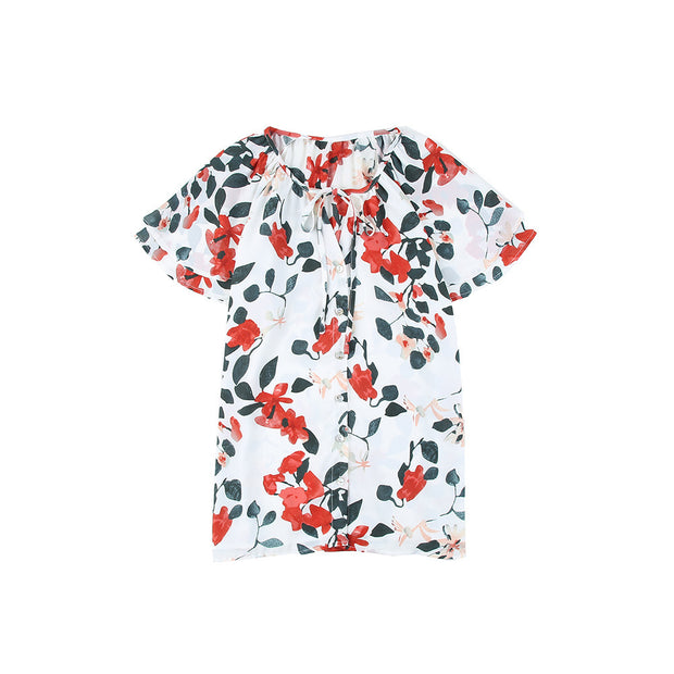 Floral V-neck Button Shirt