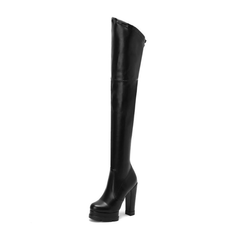 Women's Chunky Heel Platform Elasticity Over The Knee Skinny Boots