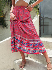 Printed Tiered High Waist Skirt