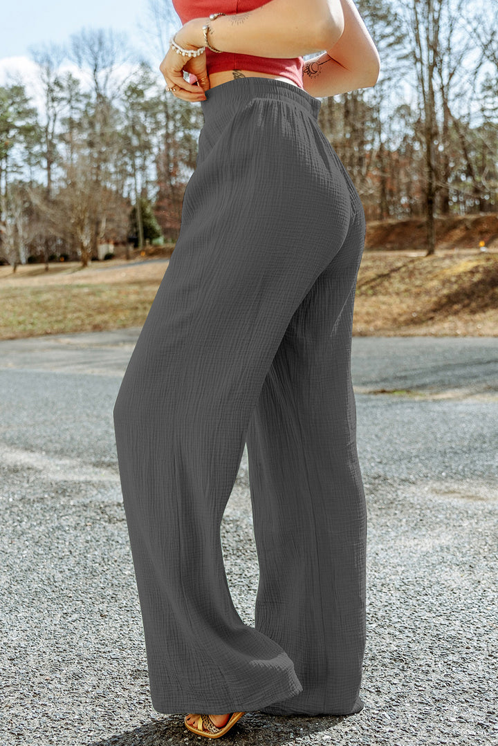 Texture Tied Wide Leg Pants