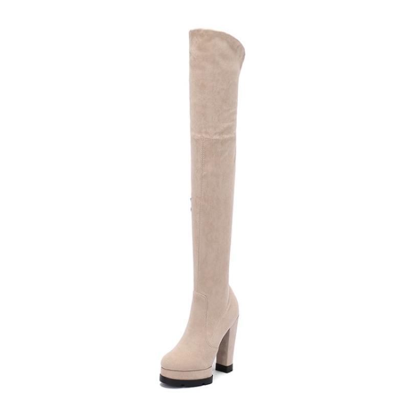 Women's Chunky Heel Platform Elasticity Over The Knee Skinny Boots