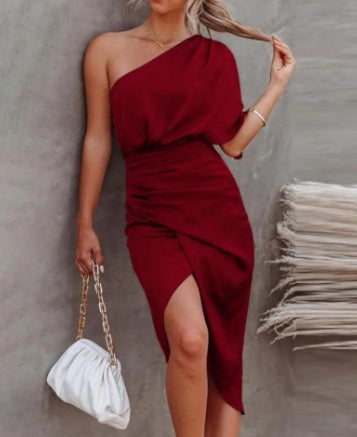 One Shoulder Irregular Evening Dress