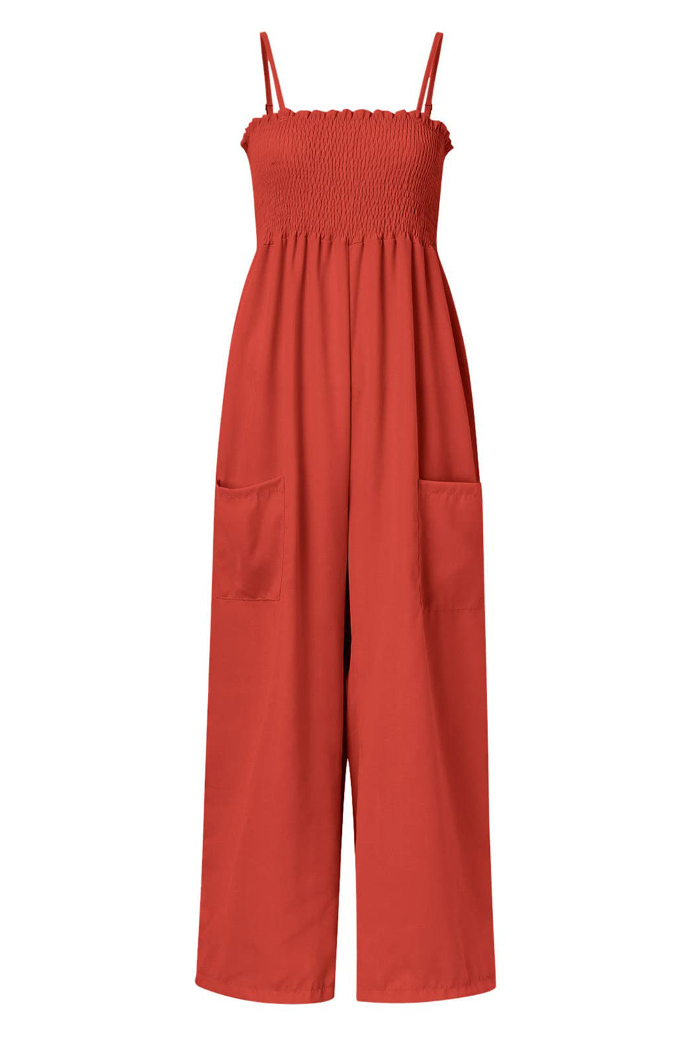 Smocked Spaghetti Strap Wide Leg Jumpsuit