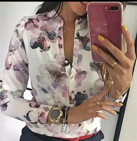 Ladies printed button shirt