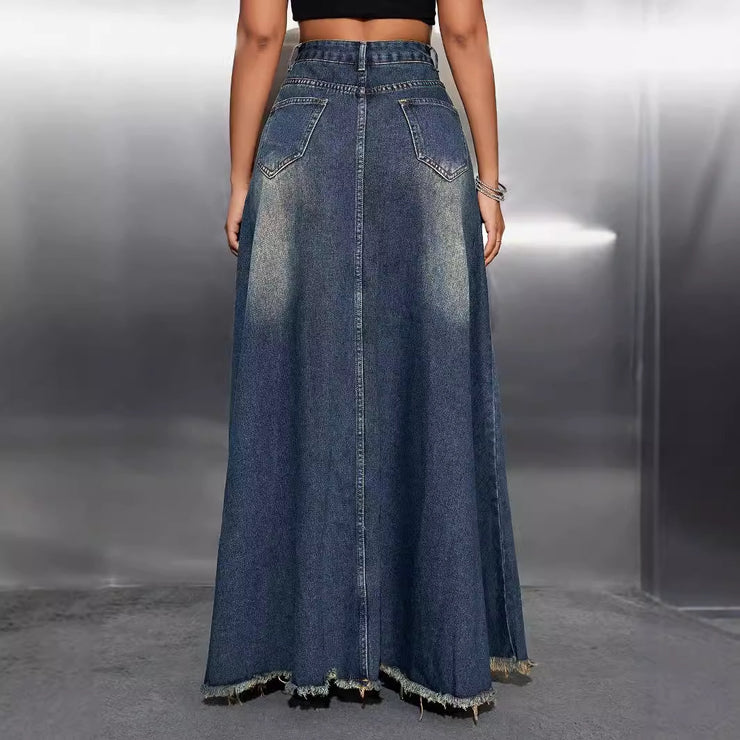 Retro Washed All-matching Jeans Skirt