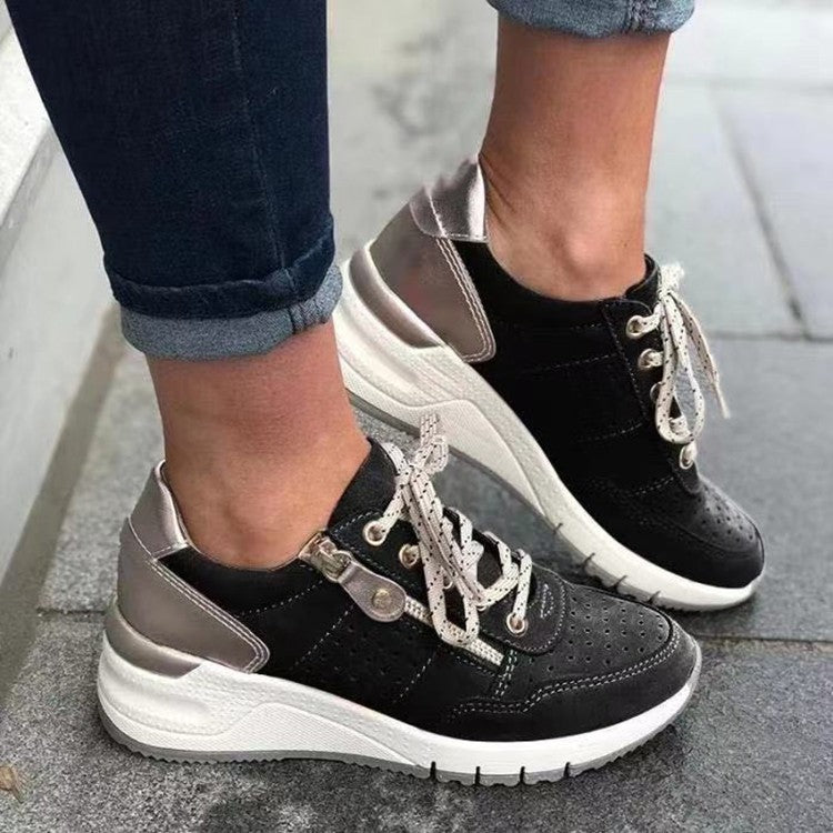 Women Lace-up  thick -sole comfort sneakers