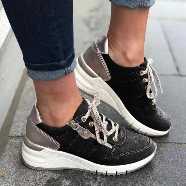 Women Lace-up  thick -sole comfort sneakers