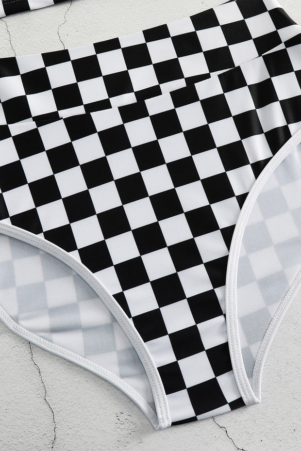 Checkered Wide Strap Two-Piece Swim Set