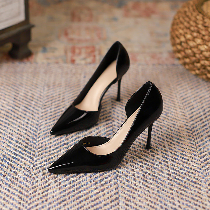 Patent Leather  Solid Color Pointed Toe High Heels