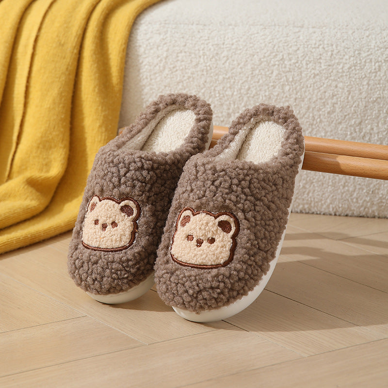 Cartoon Bear  Warm Non-slip Floor Bedroom Slippers