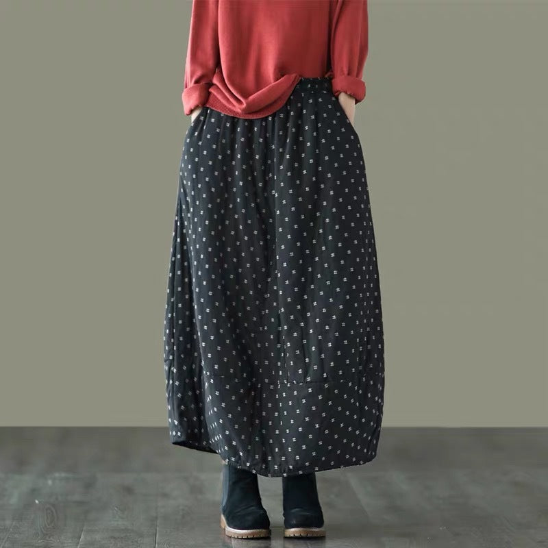 Printed Elastic Waist Plus Size Skirt