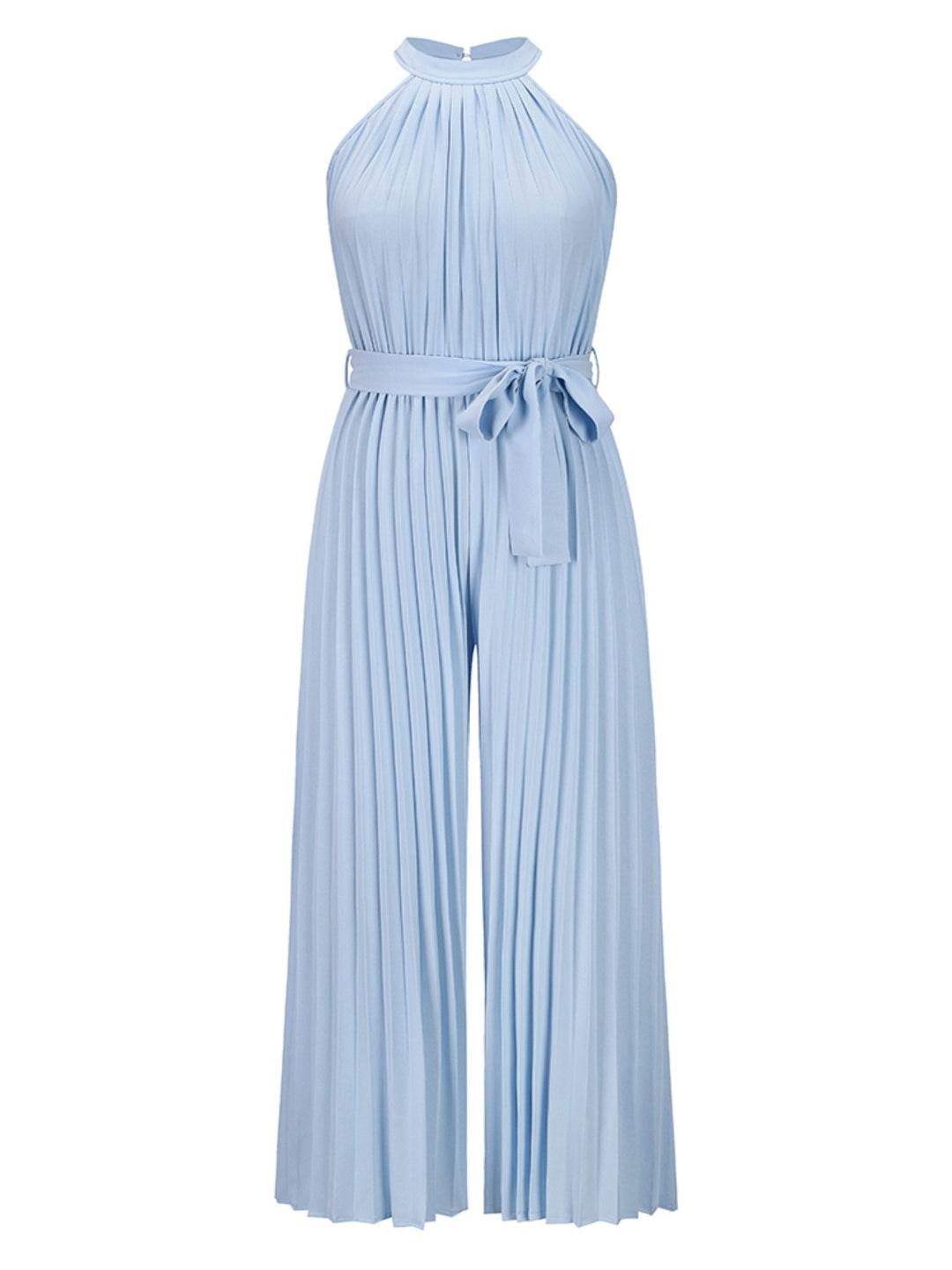 Cutout Tied Pleated Sleeveless Jumpsuit