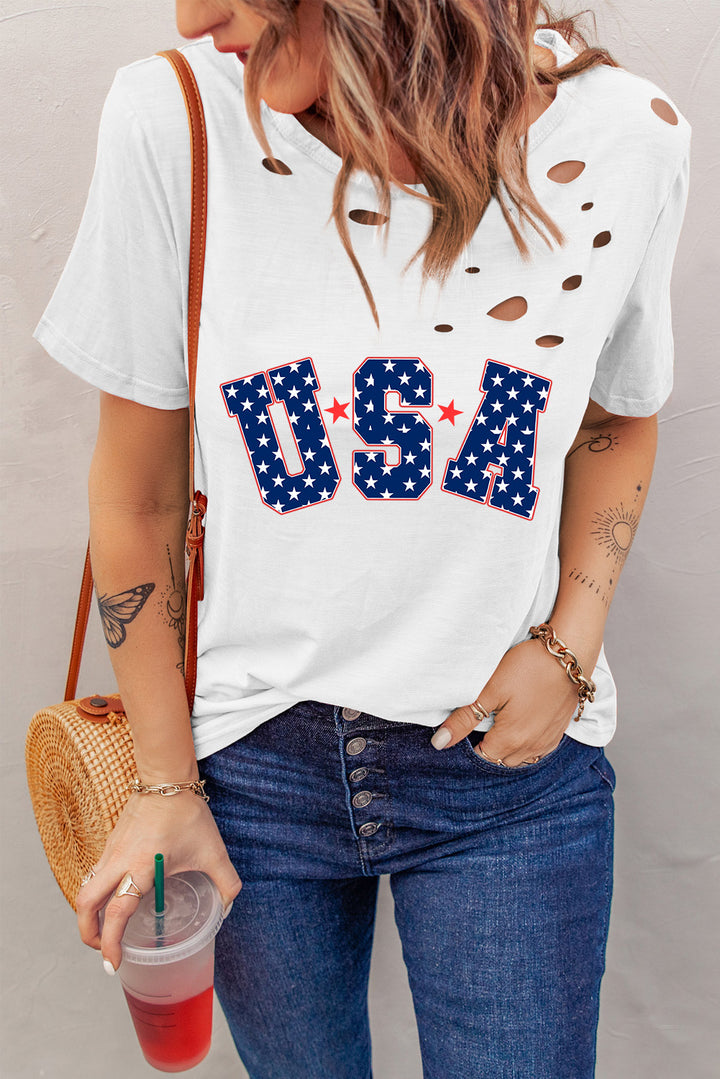 USA Round Neck Short Sleeve T-Shirt