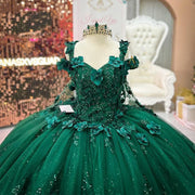 Emerald Green Quinceanera Dress With Cape