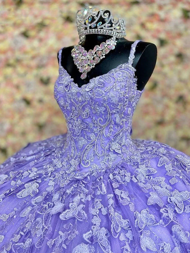 Cloak Corset  and 3D Flowers Quinceanera Dress