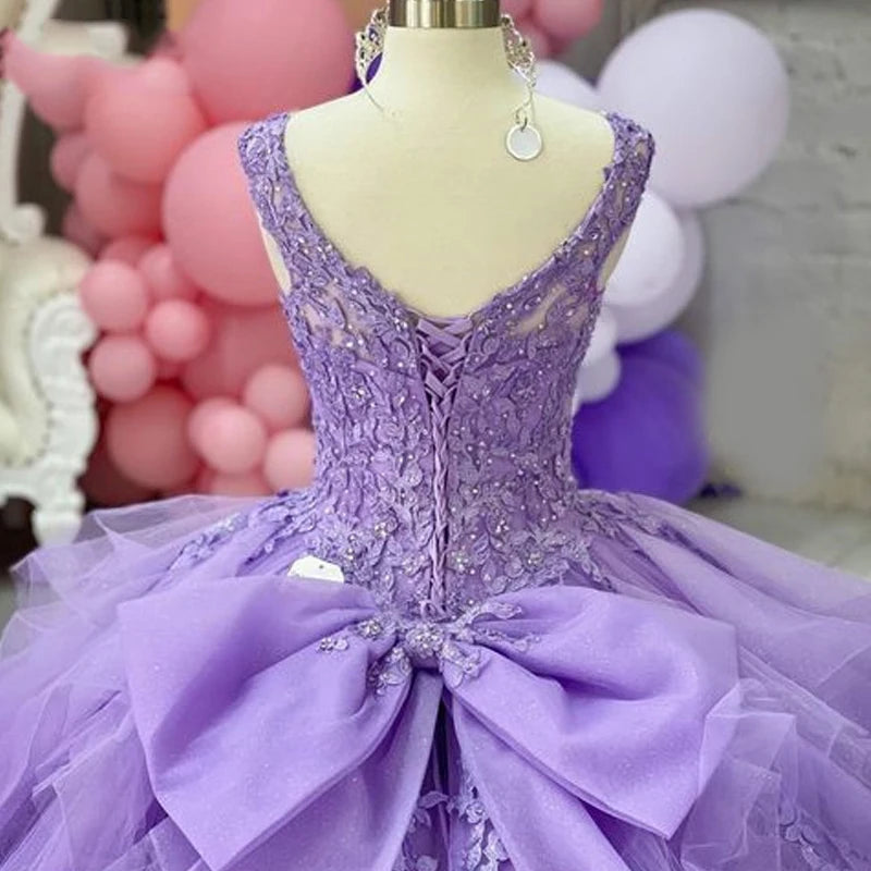 Lavender V-Neck Ball Gown Quinceanera Dress