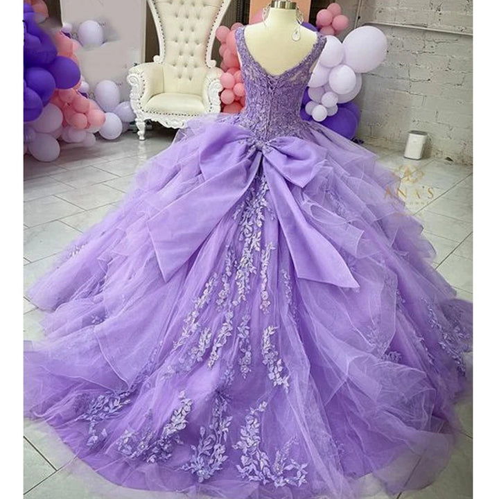 Lavender V-Neck Ball Gown Quinceanera Dress