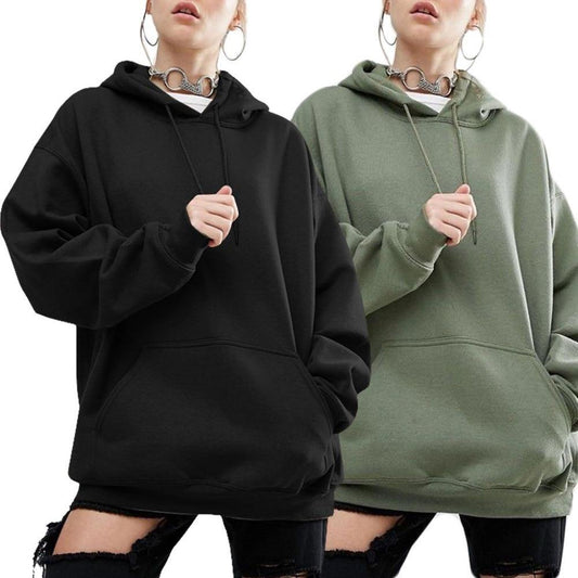 Women Casual Solid Color Oversize Hoodie Sweatshirt - TheFashionwiz